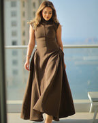 Sleeveless High Neck Maxi Dress H6614