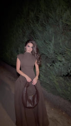 Sleeveless High Neck Maxi Dress H6614