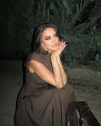 Sleeveless High Neck Maxi Dress H6614