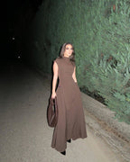 Sleeveless High Neck Maxi Dress H6614