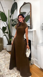 Sleeveless High Neck Maxi Dress H6614