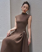 Sleeveless High Neck Maxi Dress H6614