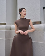Sleeveless High Neck Maxi Dress H6614