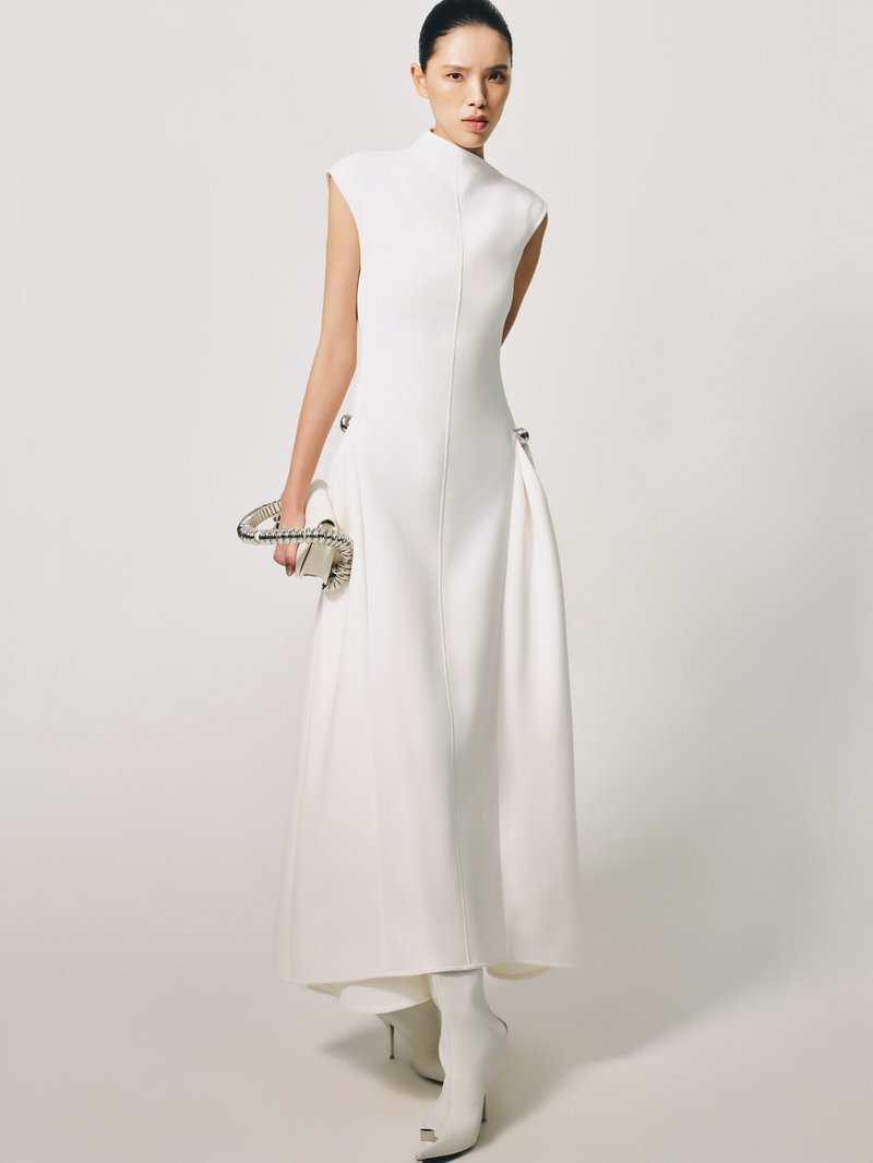 Sleeveless High Neck Maxi Dress H6614