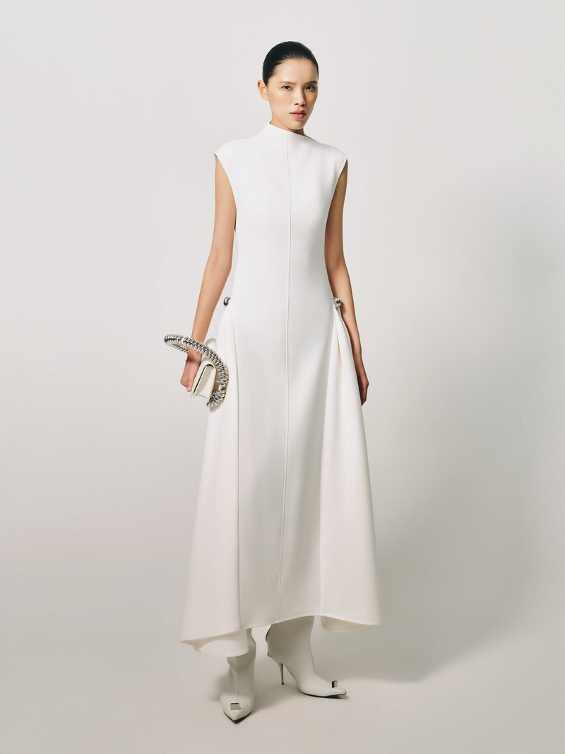 Sleeveless High Neck Maxi Dress H6614