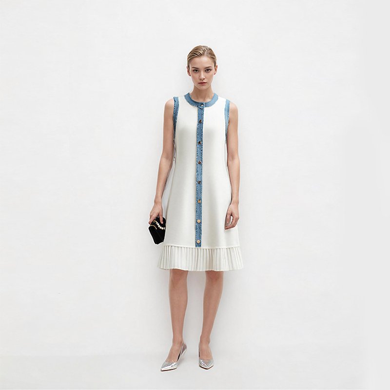 Sleeveless Pleated Midi Dress H6699