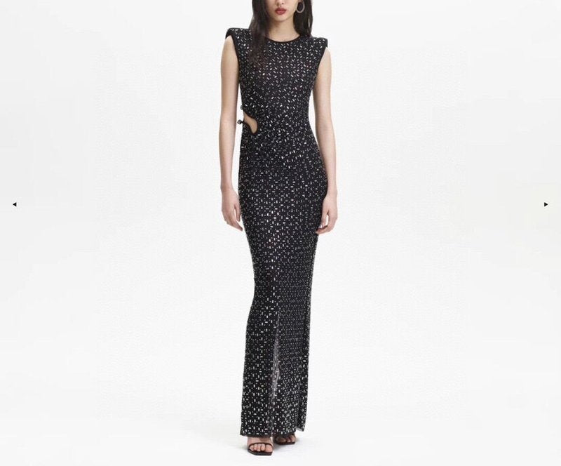 Sleeveless Polka Dot Maxi Dress H6670