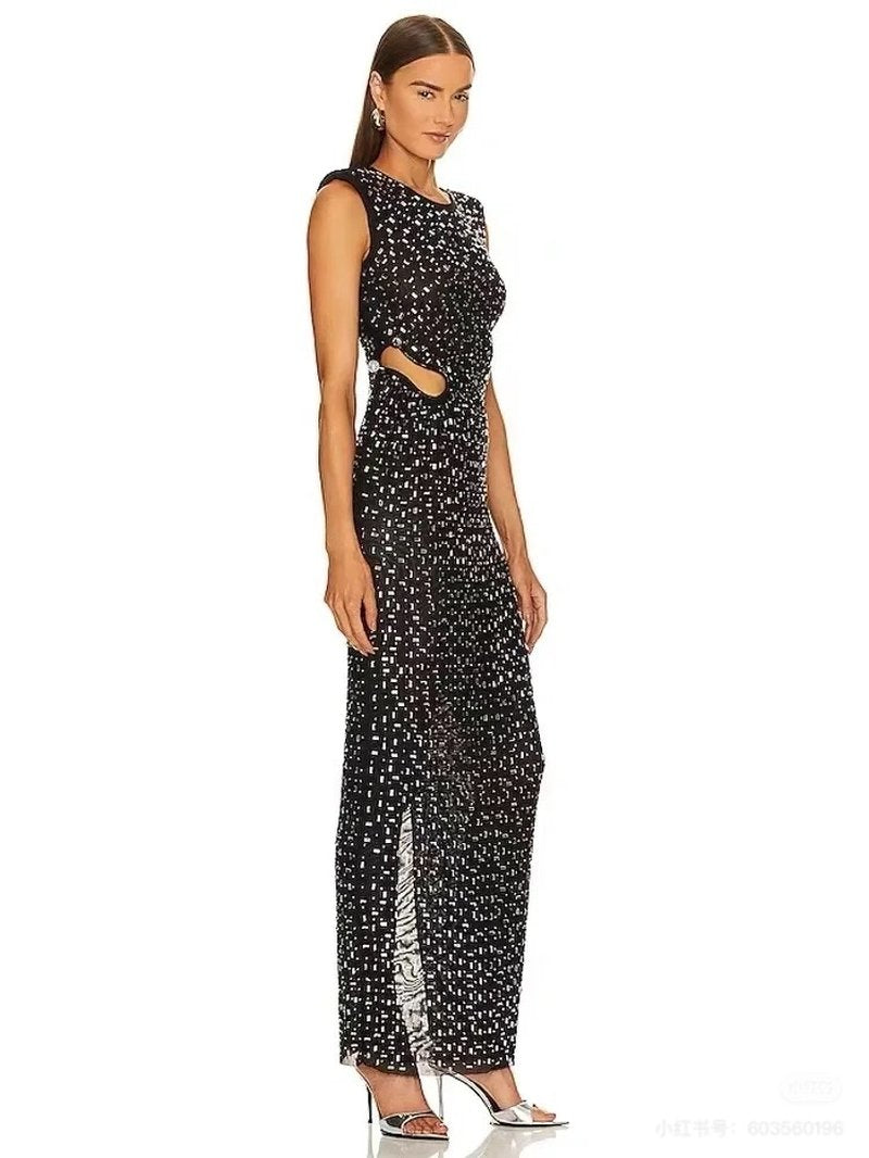 Sleeveless Polka Dot Maxi Dress H6670