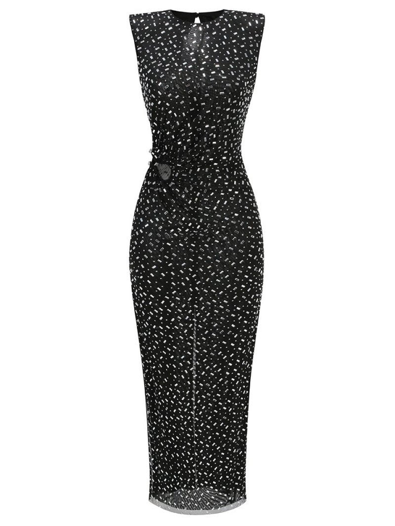 Sleeveless Polka Dot Maxi Dress H6670