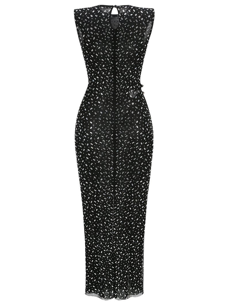 Sleeveless Polka Dot Maxi Dress H6670