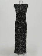 Sleeveless Polka Dot Maxi Dress H6670