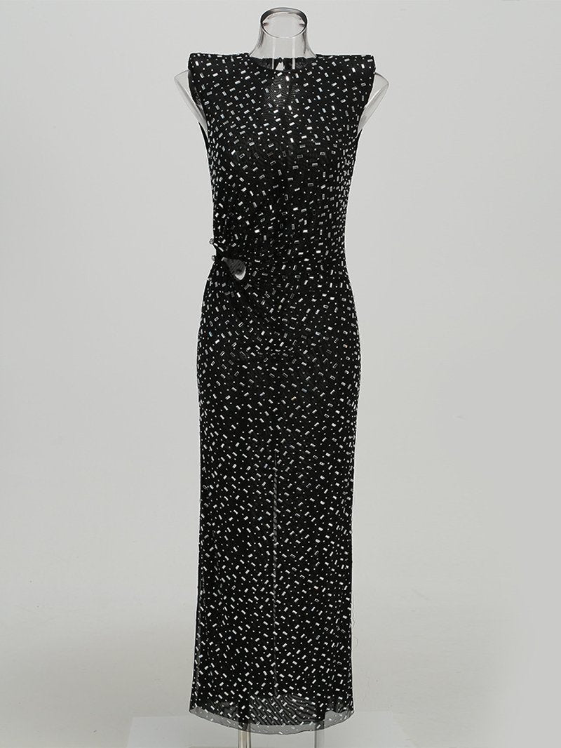 Sleeveless Polka Dot Maxi Dress H6670