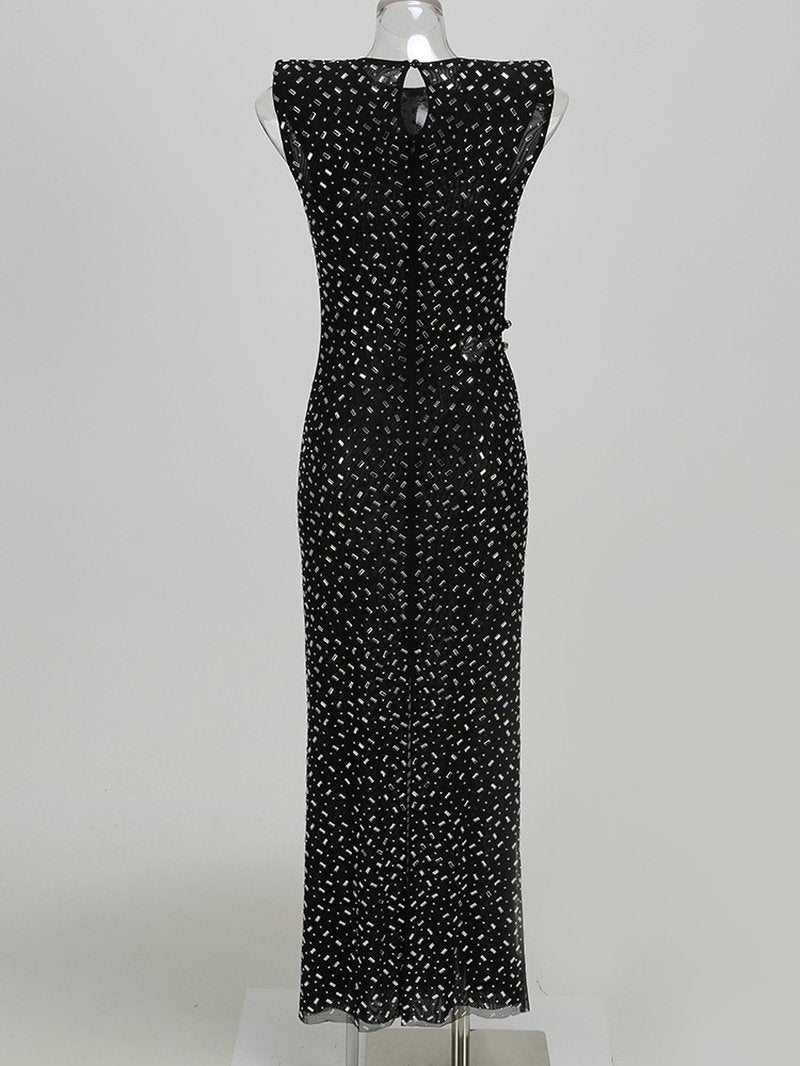 Sleeveless Polka Dot Maxi Dress H6670