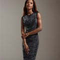 Sleeveless Ruched Metallic Midi Dress H6749