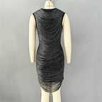 Sleeveless Ruched Metallic Midi Dress H6749