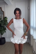 Sleeveless Ruffle Hem Mini Dress H6547