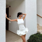 Sleeveless Ruffle Hem Mini Dress H6547
