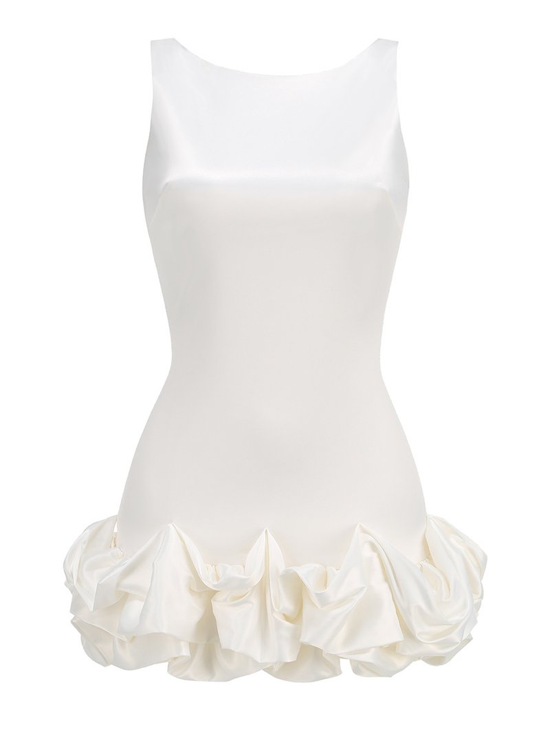 Sleeveless Ruffle Hem Mini Dress H6547