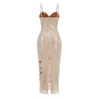 Spaghetti Strap Sleeveless 3D Floral Embroidery Mesh Gown D26014