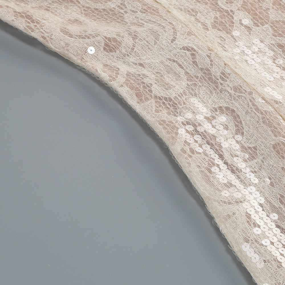 Spaghetti Strap Sleeveless 3D Floral Embroidery Mesh Gown D26014