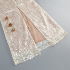 Spaghetti Strap Sleeveless 3D Floral Embroidery Mesh Gown D26014