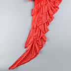 Spaghetti Strap Sleeveless Lace Corset Ruffle High-Low Gown D26022