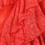 Spaghetti Strap Sleeveless Lace Corset Ruffle High-Low Gown D26022