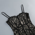 Spaghetti Strap Sleeveless Scalloped Lace Bodycon Gown D2607