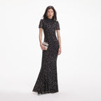 Sparkle Beaded High Neck Sheath Dress H6850