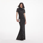 Sparkle Beaded High Neck Sheath Dress H6850