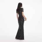 Sparkle Beaded High Neck Sheath Dress H6850
