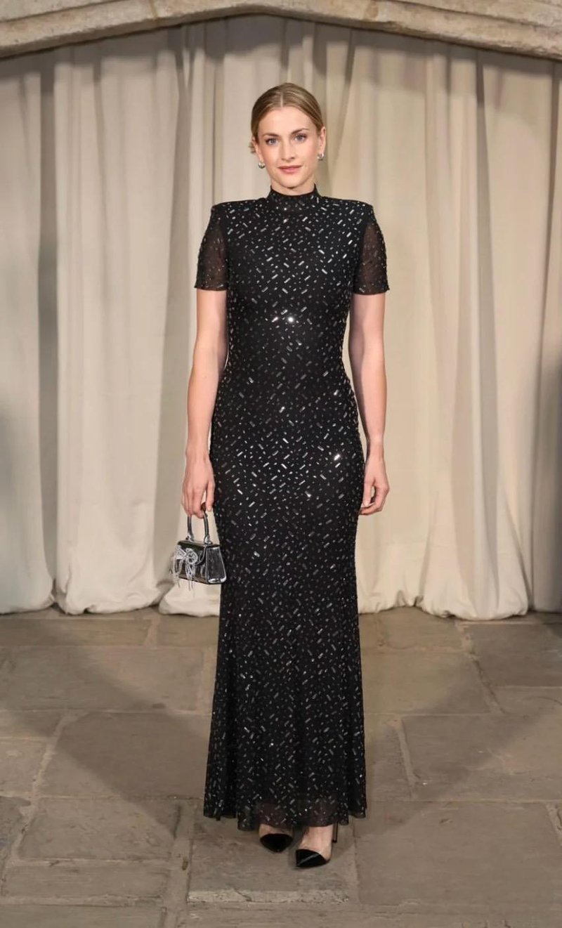 Sparkle Beaded High Neck Sheath Dress H6850