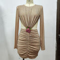 Sparkle Beaded Ruched Mini Dress H6091