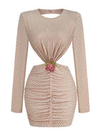Sparkle Beaded Ruched Mini Dress H6091