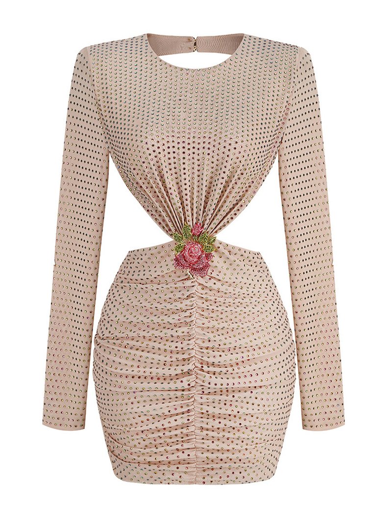 Sparkle Beaded Ruched Mini Dress H6091