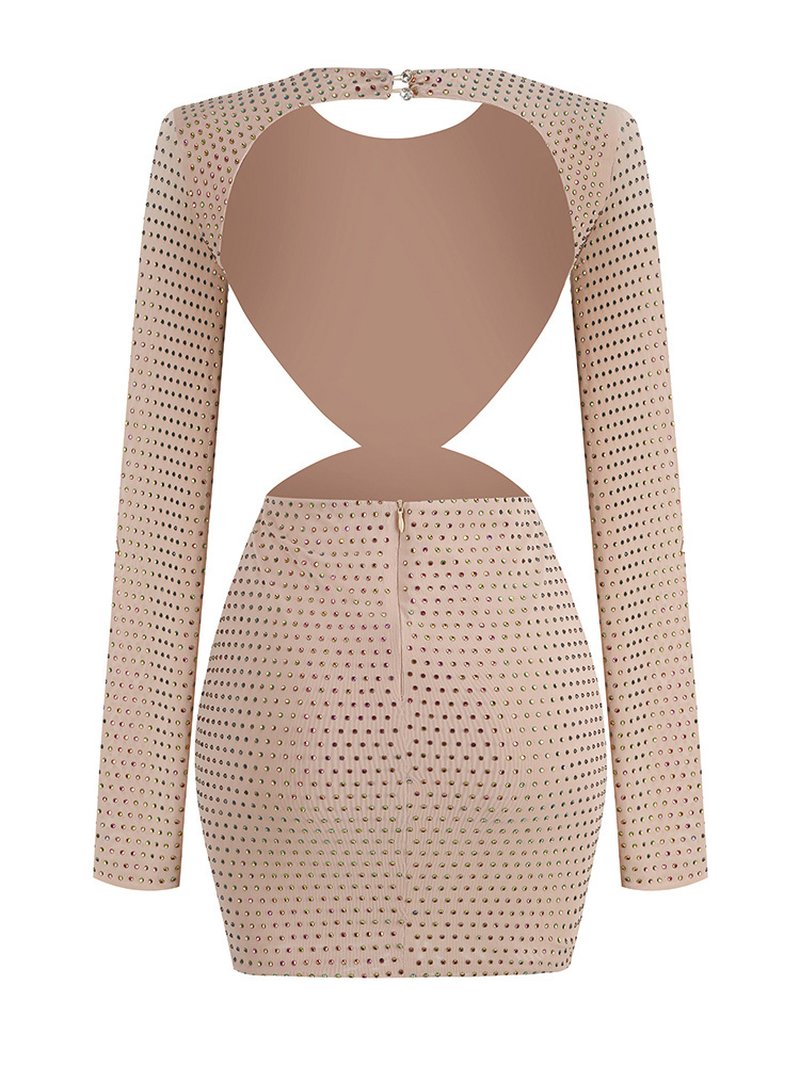 Sparkle Beaded Ruched Mini Dress H6091