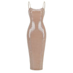 Sparkle Beige Midi Bandage Dress H6054