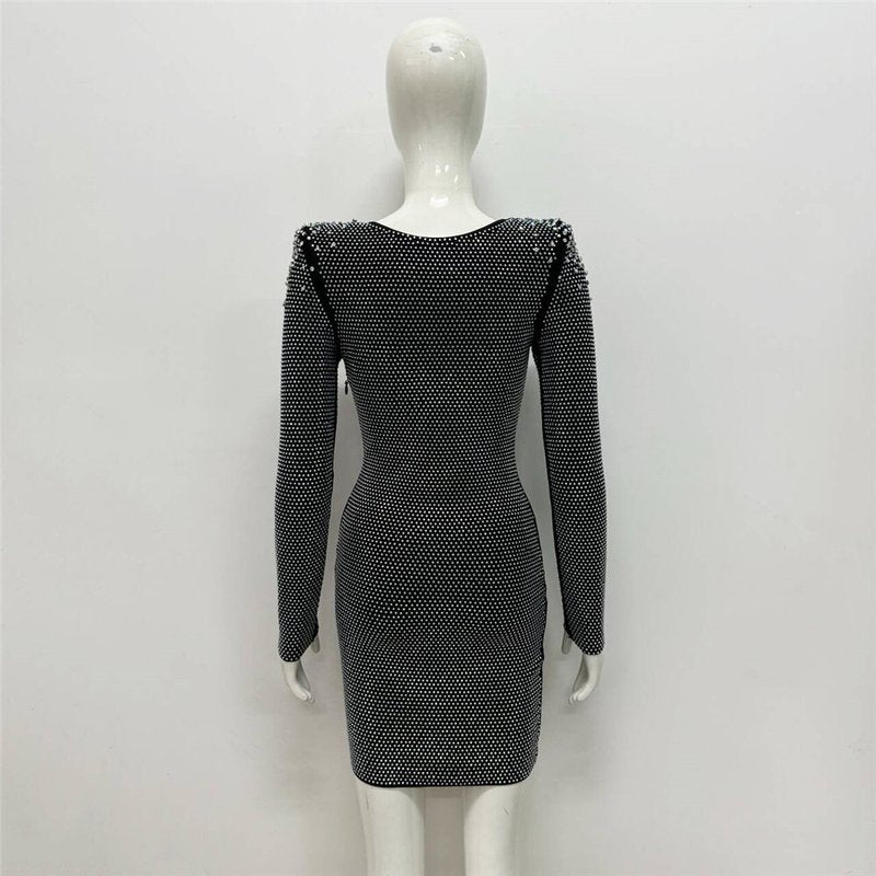 Sparkle Cutout Long Sleeve Mini Dress H6541