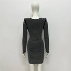 Sparkle Cutout Long Sleeve Mini Dress H6541
