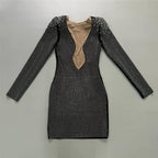 Sparkle Cutout Long Sleeve Mini Dress H6541