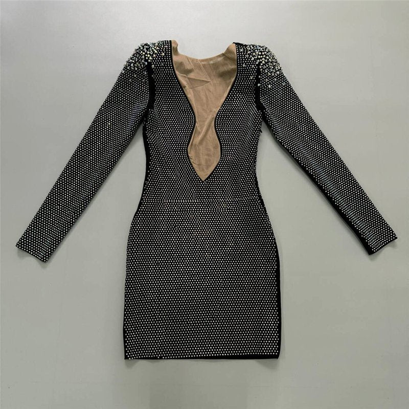Sparkle Cutout Long Sleeve Mini Dress H6541