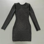 Sparkle Cutout Long Sleeve Mini Dress H6541