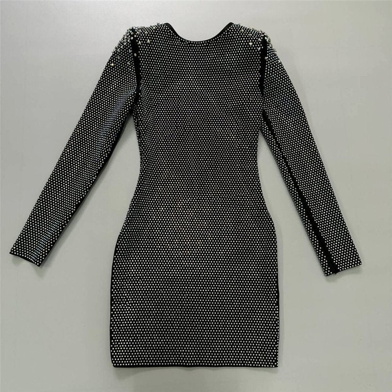 Sparkle Cutout Long Sleeve Mini Dress H6541
