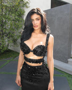 Sparkle Cutout Strapless Gown H7009