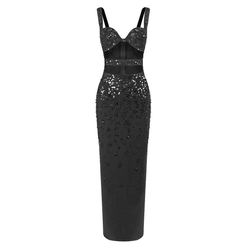 Sparkle Cutout Strapless Gown H7009