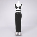 Sparkle Cutout Strapless Gown H7009