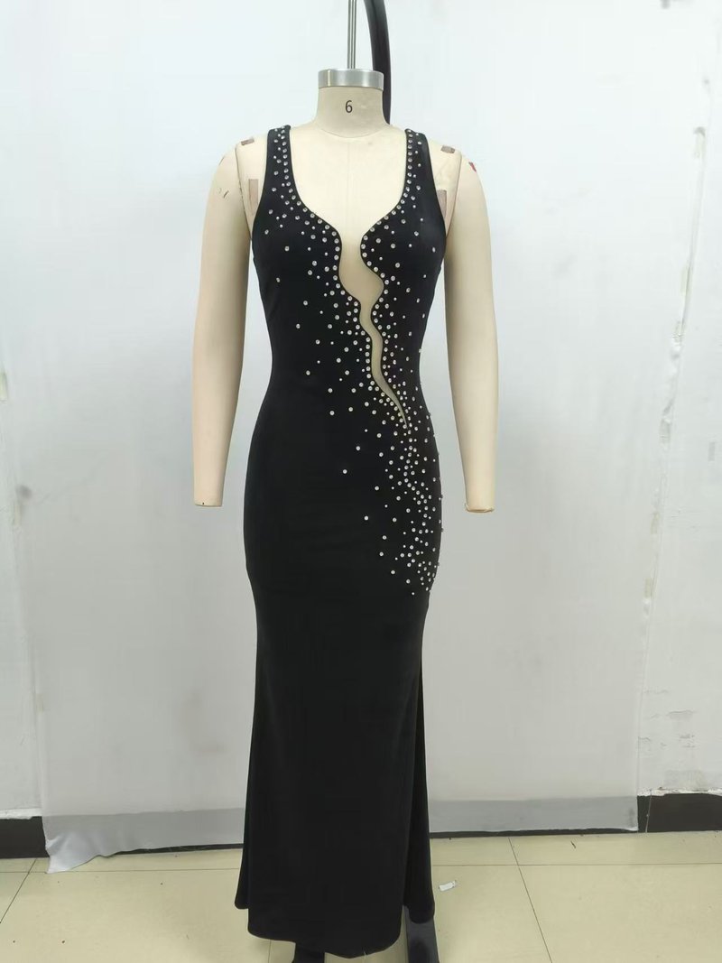 Sparkle Cutout Velvet Maxi Dress H6491
