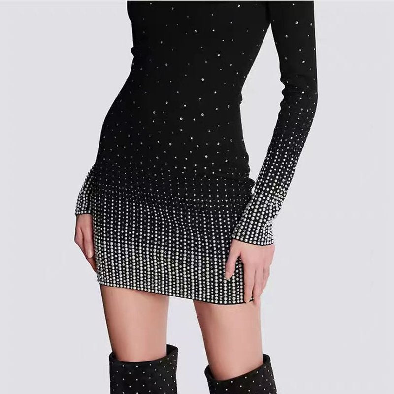 Sparkle Dot Long Sleeve Mini Dress H0013