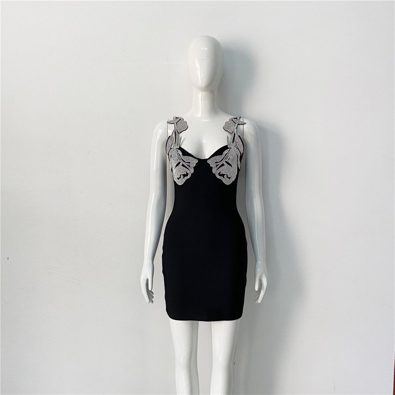 Sparkle Embellished Bandage Dress H6144