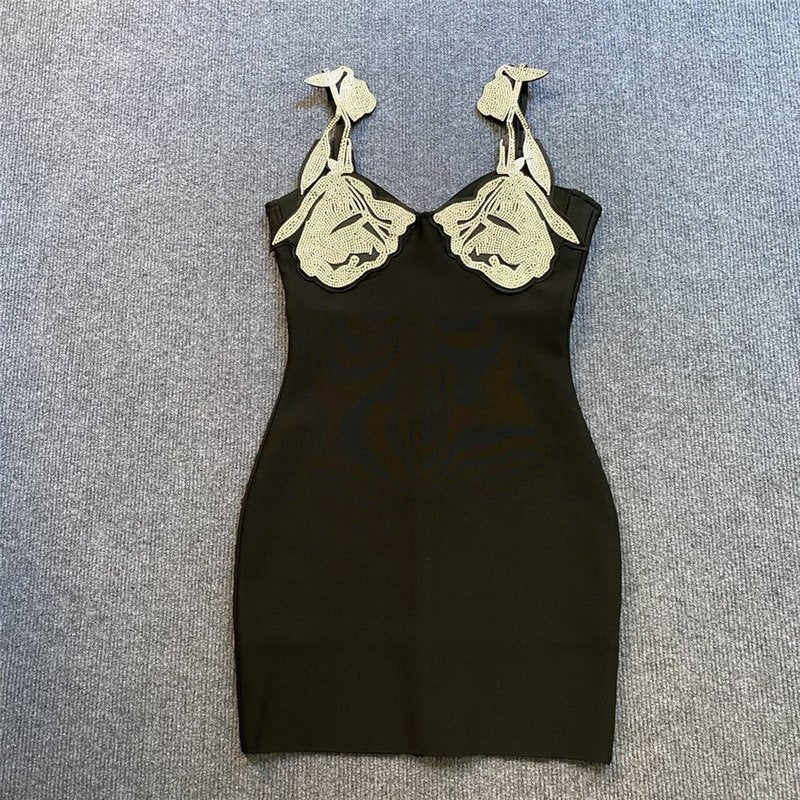 Sparkle Embellished Bandage Dress H6144